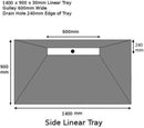 Linear Wetroom Shower Tray & Waste  - Gulley Drain on Long Side