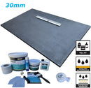 Linear Wetroom Shower Tray & Waste Aqua Kit  - Gulley Drain on Long Side