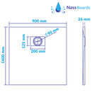 SMC Shower Base Pan Drain System - Wetroom Floor Cover Non-Slip, Curbless, Durable, Lightweight Sheet Moulding Compound Tray