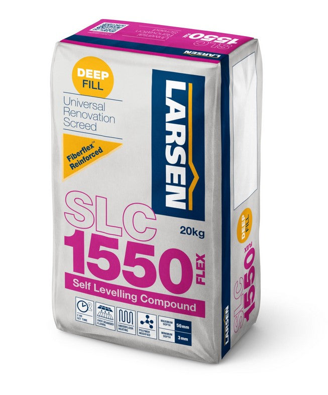 Larsen Fibre Reinforced Leveller 20kg Flexible 3-50mm depth - Fast-Drying, Professional