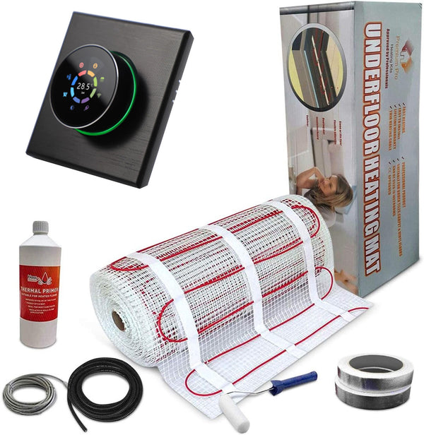 Elite Electric Underfloor Heating Kit 200w per m² with WiFi Round BHT 7000 Black Thermostat