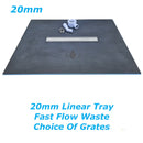 20mm Nassboards Linear Wetroom Shower Tray, Waste, Grate - Centre Gulley