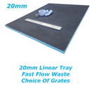 20mm Nassboards Linear Wetroom Shower Tray, Waste, Grate