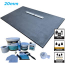 20mm Nassboards Linear Wetroom Shower Tray & Aqua Kit  - Gulley Long Side