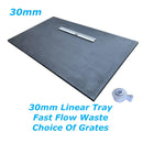Linear Wetroom Shower Tray & Waste  - Gulley Drain on Long Side