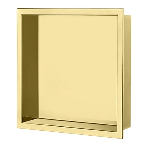 Nassboards Shower Niche Metal, Waterproof Shelving Unit, Brass Colour