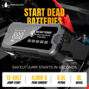 Instant Power Jump Starters - Jump Starter Power Pack and Air Compressor 4000 Amp 12 Volt - Portable Jump Starter Power Pack
