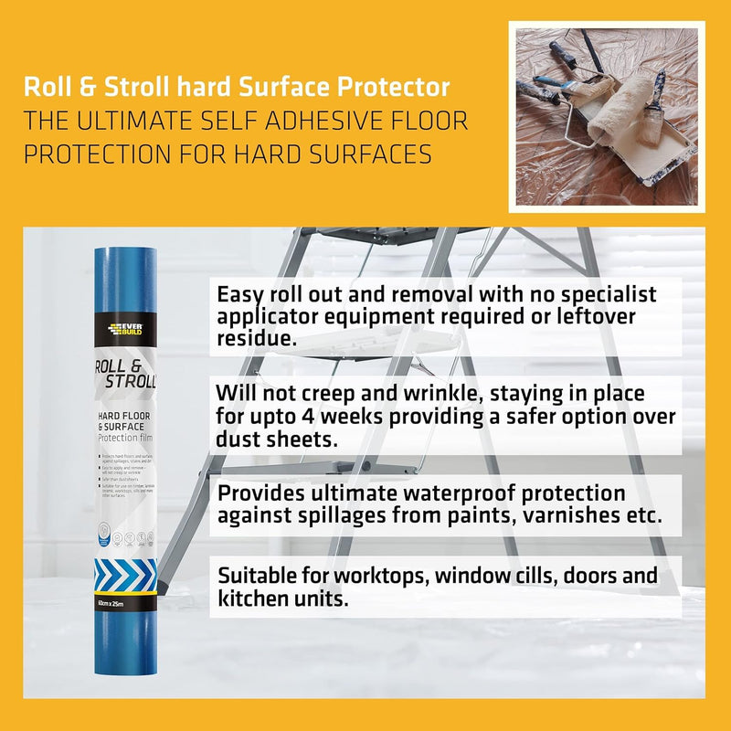 Roll & Stroll Premium Carpet Protector - DIY Self Adhesive Hard Surfaces Blue