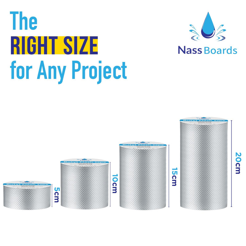 Nassboards Flashing Tape, Roof Sealant, Butyl Tape, Flashband, Indoor / Outdoor Use