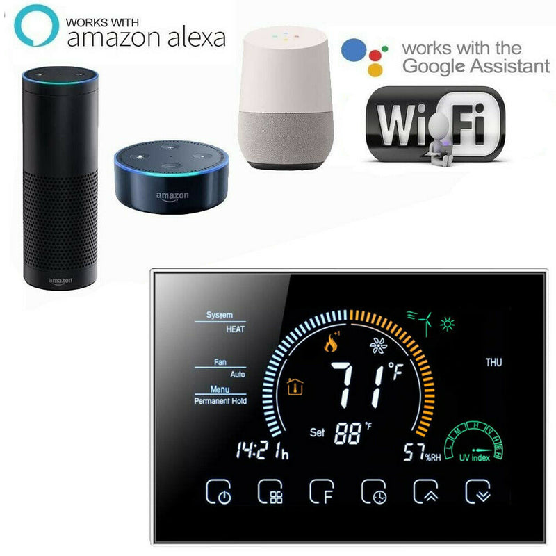 Nassboards Smart 8000 Thermostat - For Electric Underfloor Heating, Remote & Wifi Control, Programmable, Digital & Compatible with Wifi, Alexa - Installation Kit Included