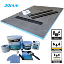 30mm Nassboards Linear Wetroom Shower Tray & Aqua Kit - Black Upstand