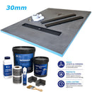 30mm Nassboards Linear Wetroom Shower Tray & Premium Tanking Kit - Black Upstand