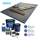 30mm Nassboards Linear Wetroom Shower Tray & Large Oval Tanking Kit - Gold Upstand
