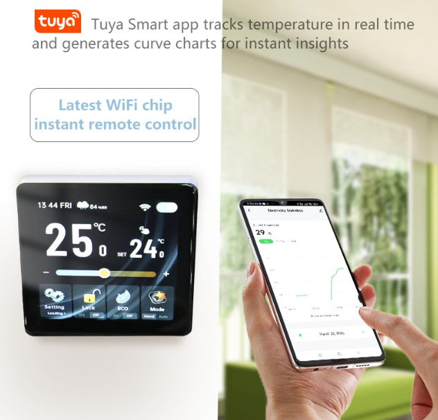 WiFi Electric Thermostat - Compatible with Mobile App, Alexa, Google Home - BHT2005
