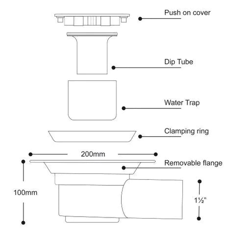 Vinyl Wetroom Tray and Waste Kit System with CTW01 Waste