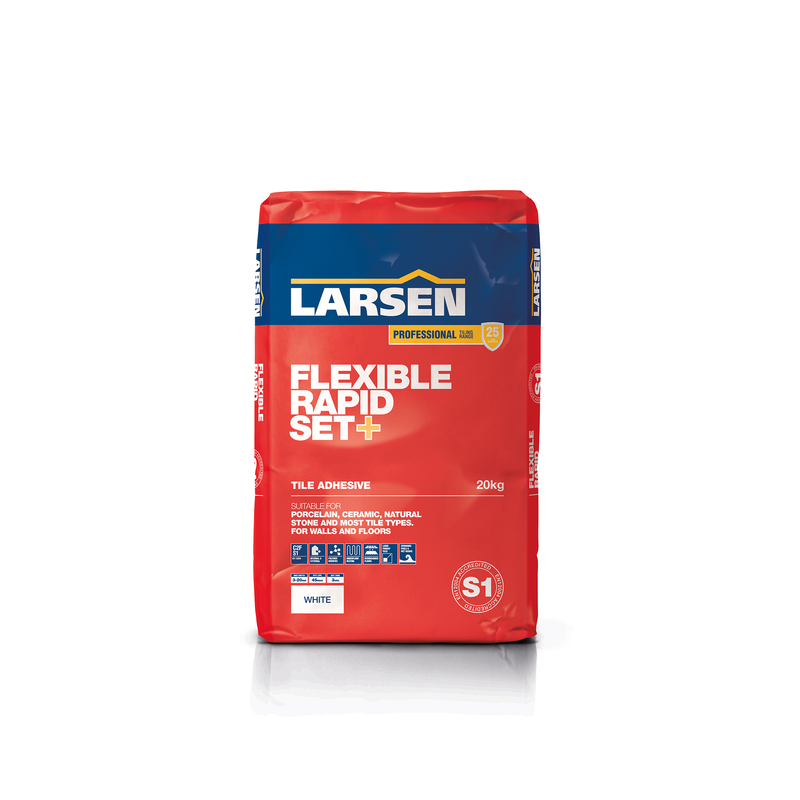 Pro Larsen Rapid Set + S1 Flexible Floor & Wall Tile Adhesive - Indoor & Outdoor (Red Bag)