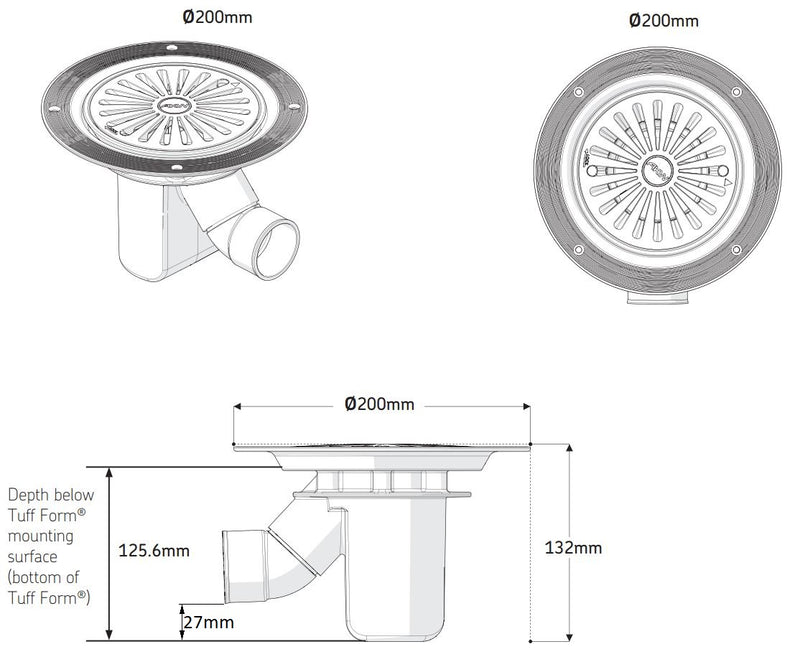 AKW Vinyl Wetroom Tray - Tuff Form Level Access & TF75 Gravity Waste