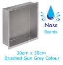 Nassboards Shower Niche Metal, Waterproof Shelving Unit, Gun Grey