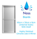 Nassboards Shower Niche Metal, Waterproof Shelving Unit, Polished Chrome