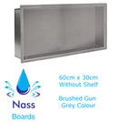 Nassboards Shower Niche Metal, Waterproof Shelving Unit, Gun Grey
