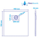 SMC Shower Base Pan Drain System - Wetroom Floor Cover Non-Slip, Curbless, Durable, Lightweight Sheet Moulding Compound Tray
