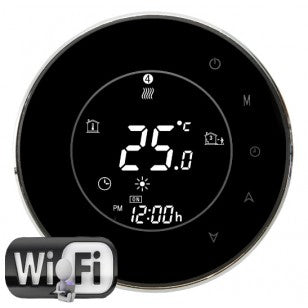 WiFi Round Thermostat - Air & Floor Sensors, 7 Day Programmable with Simple Installation, Compatible with Alexa, WiFi Controlled via Tablet or Phone