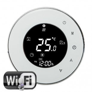 WiFi Round Thermostat - Air & Floor Sensors, 7 Day Programmable with Simple Installation, Compatible with Alexa, WiFi Controlled via Tablet or Phone